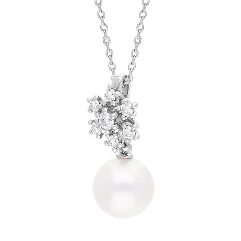Mikimoto Classic Elegance 18ct White Gold Akoya Pearl Diamond Necklace