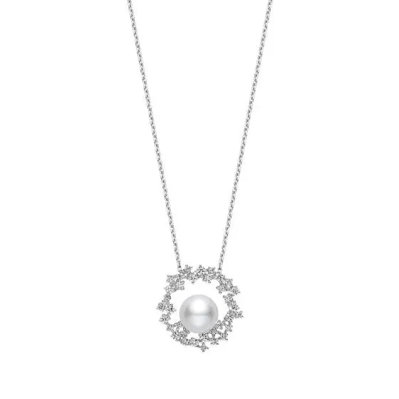 Mikimoto Classic Elegance 18ct White Gold Akoya Pearl Diamond Necklace