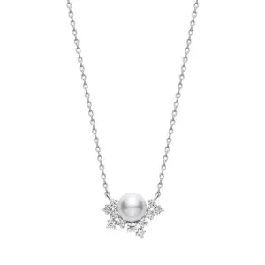 Mikimoto Classic Elegance 18ct White Gold Akoya Pearl Diamond Necklace