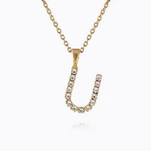 Mini Letter Necklace U / Crystal Caroline Svedbom
