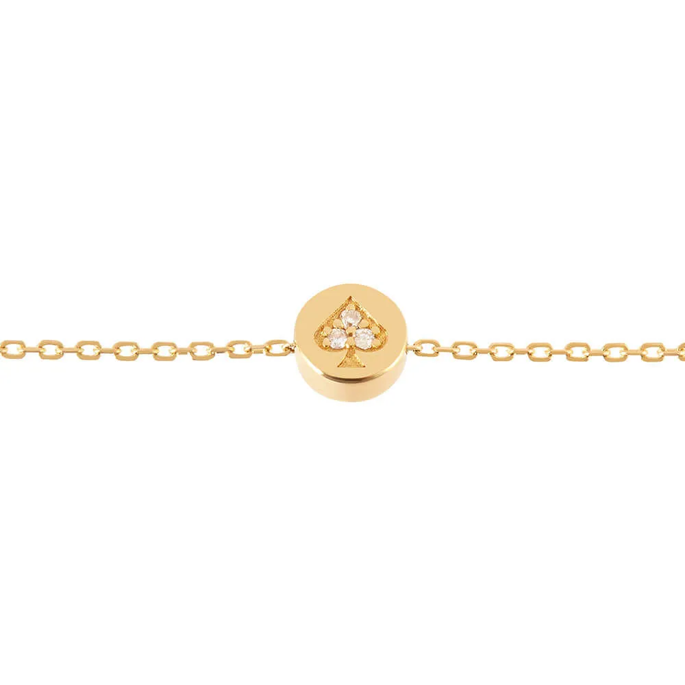 Modern Words Fine Spades 18K Gold Bracelet w. Diamond
