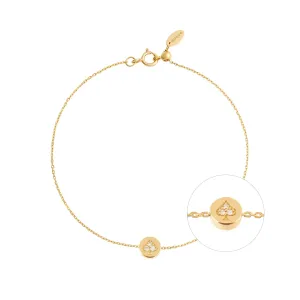 Modern Words Fine Spades 18K Gold Bracelet w. Diamond