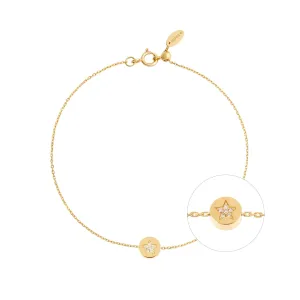Modern Words Fine Star 18K Gold Bracelet w. Diamond