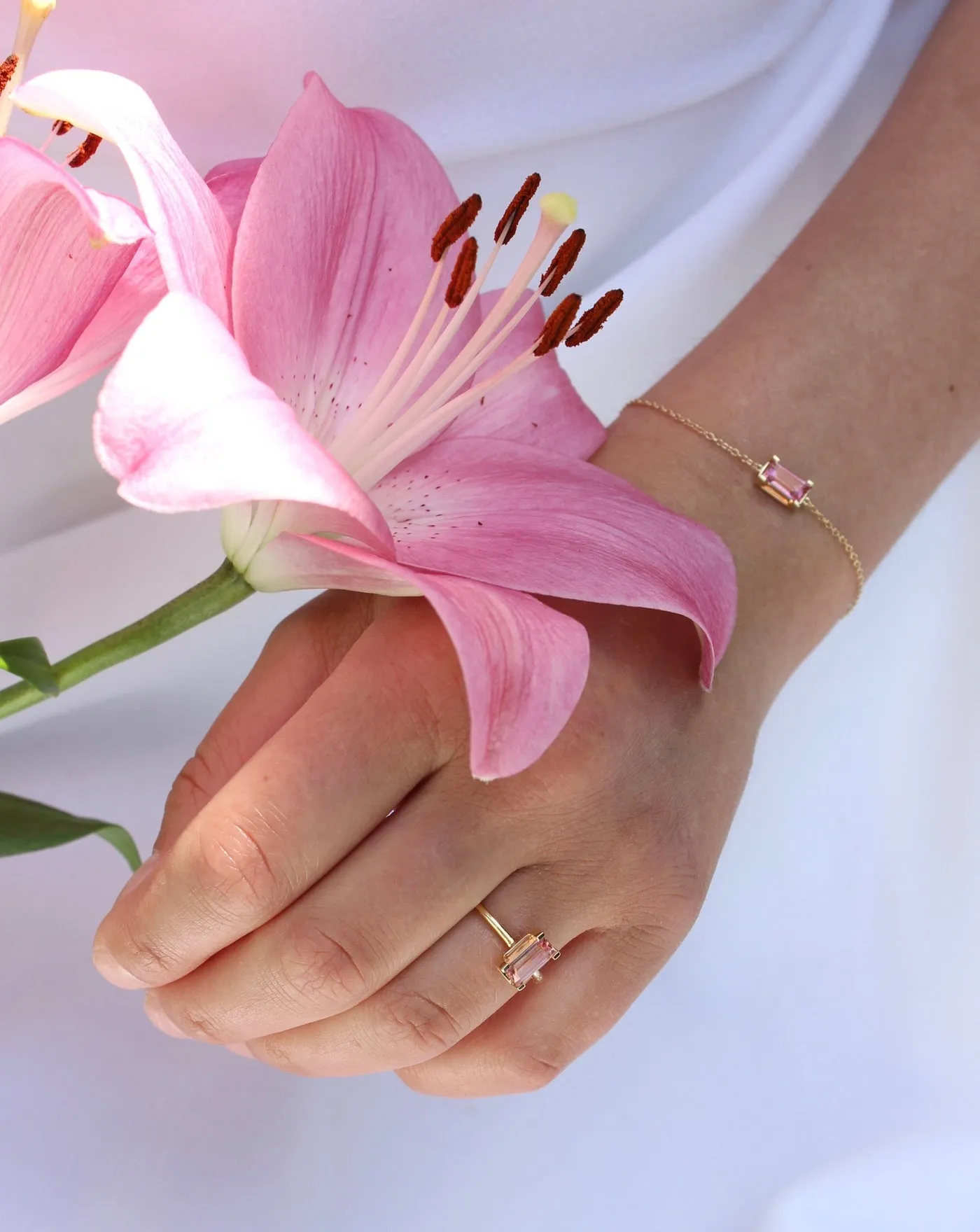 Nord Pink 18K Whitegold Bracelet w. Tourmaline & Diamond