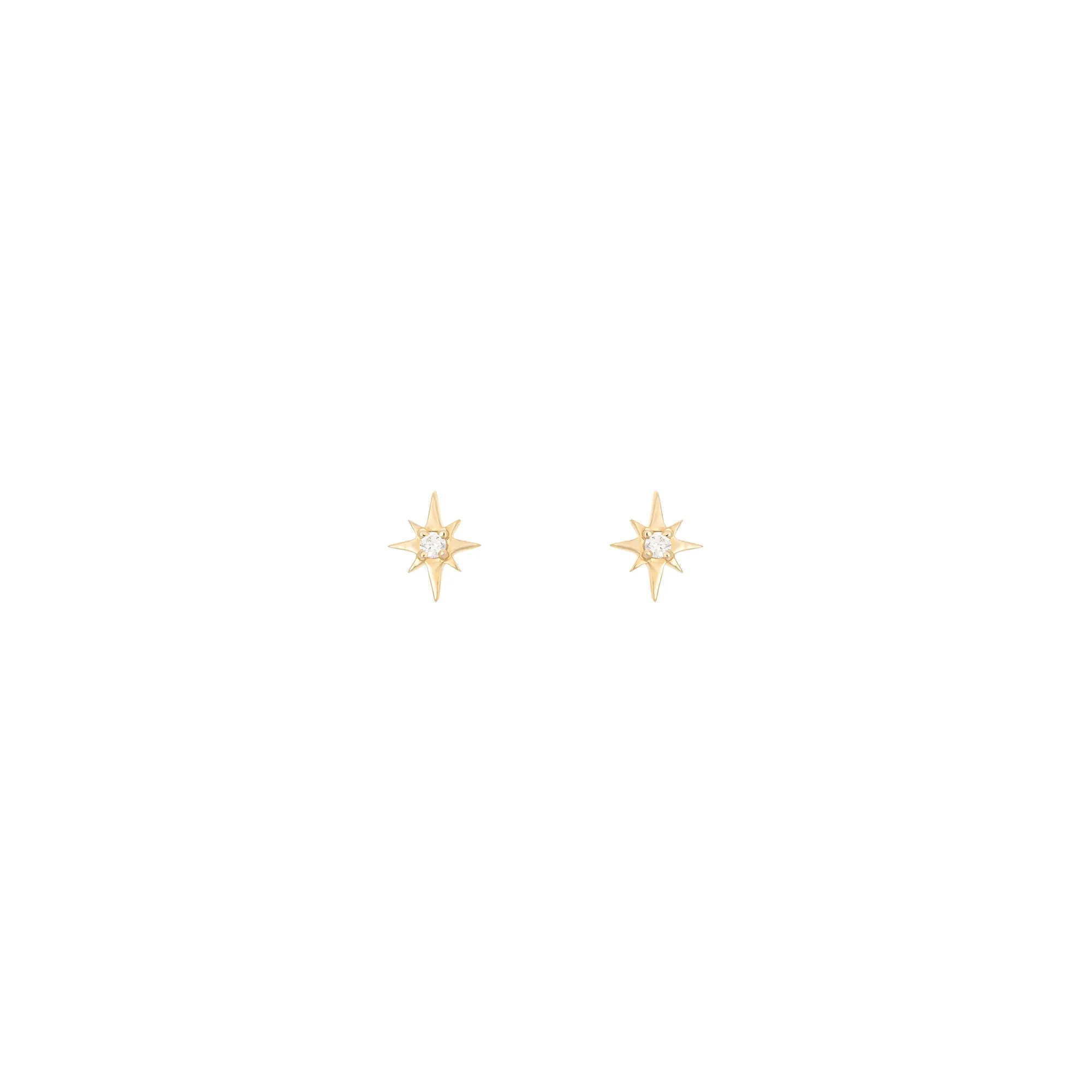North Star 18K Gold Stud w. Diamond