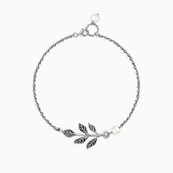 Oxidised Silver Leaf Bracelet Giva