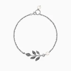 Oxidised Silver Leaf Bracelet Giva