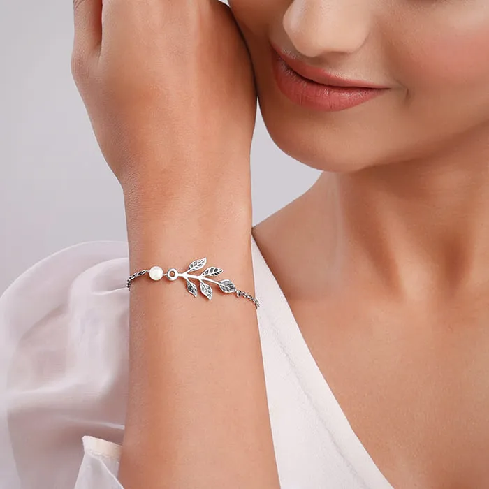 Oxidised Silver Leaf Bracelet Giva