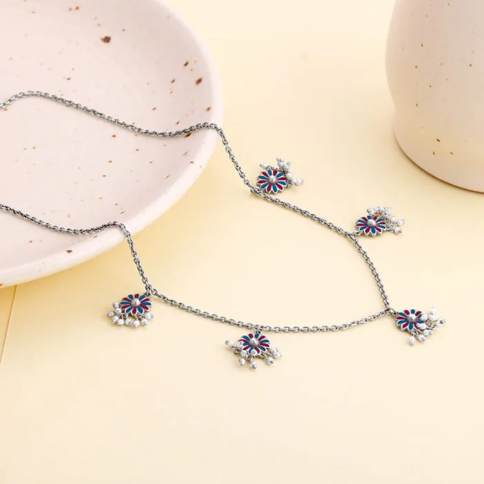 Oxidised Silver Millefleur Necklace Giva