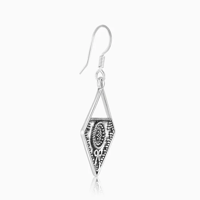 Oxidised Silver Precious Dangler Earrings Giva