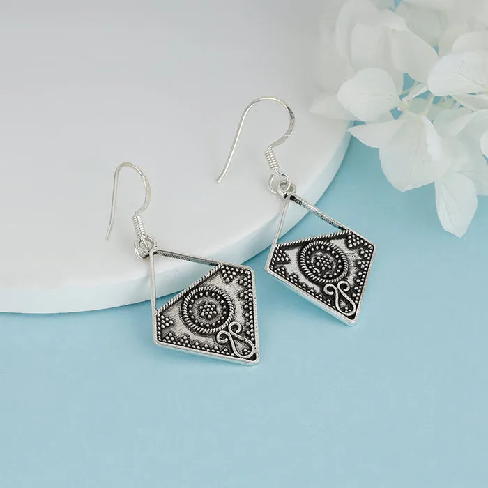 Oxidised Silver Precious Dangler Earrings Giva