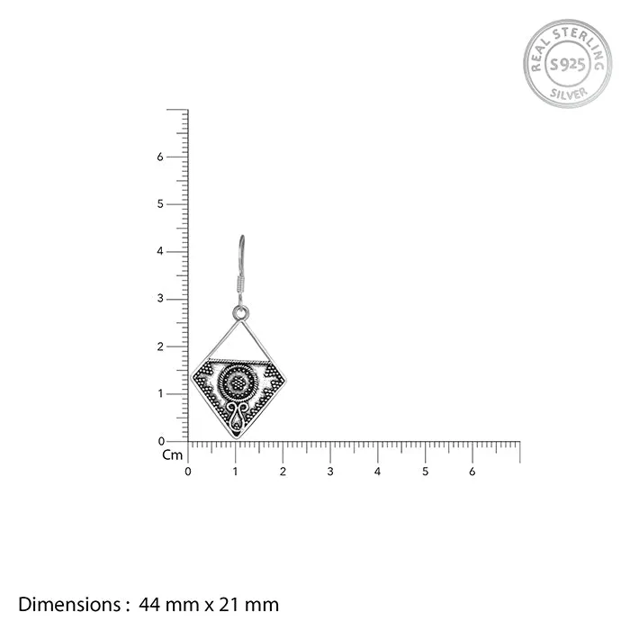 Oxidised Silver Precious Dangler Earrings Giva