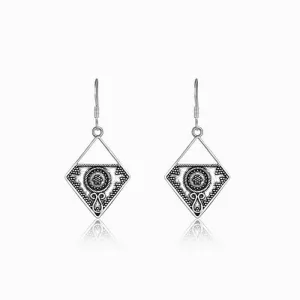 Oxidised Silver Precious Dangler Earrings Giva
