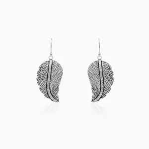 Oxidised Silver Swaying Leaf Earrings Giva