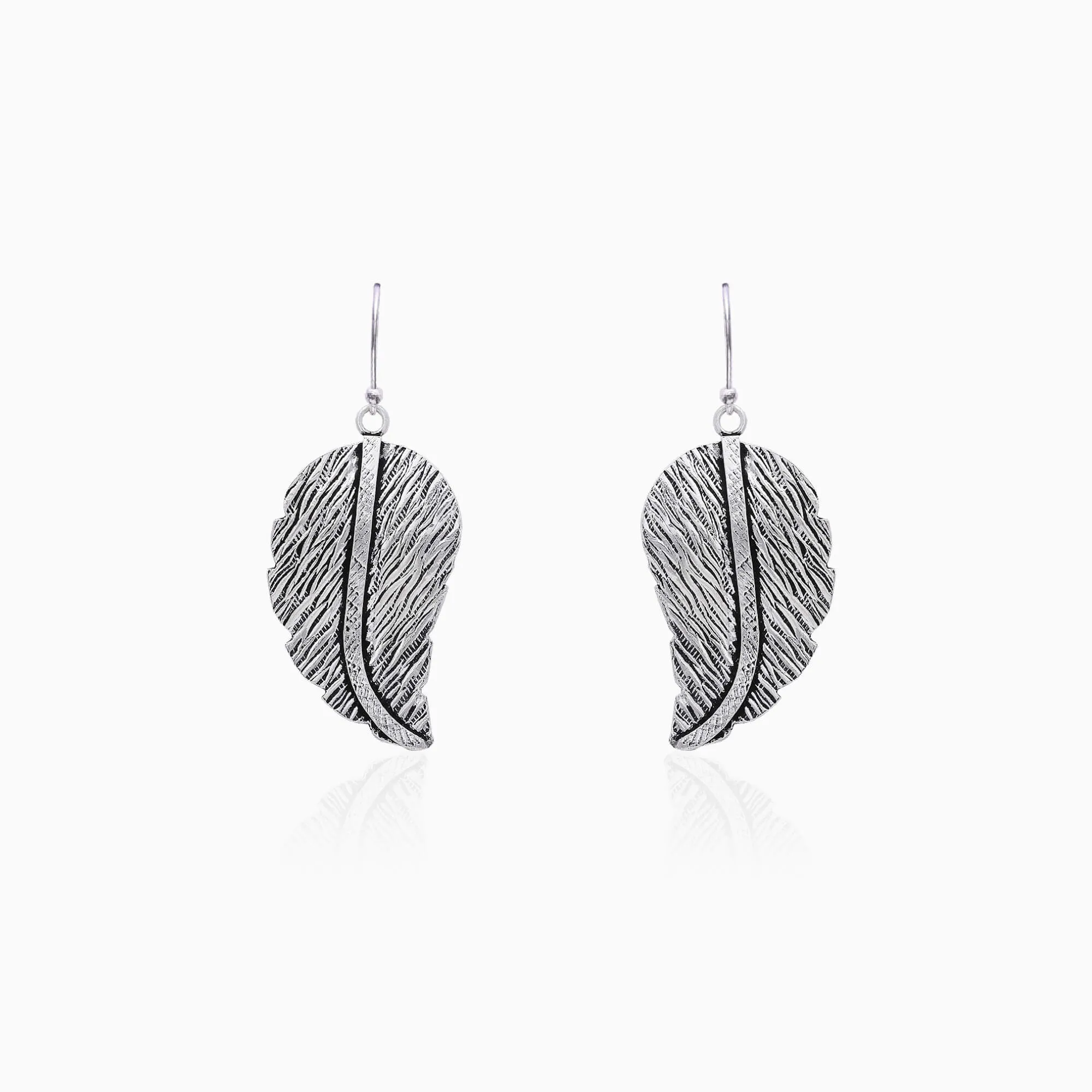 Oxidised Silver Swaying Leaf Earrings Giva
