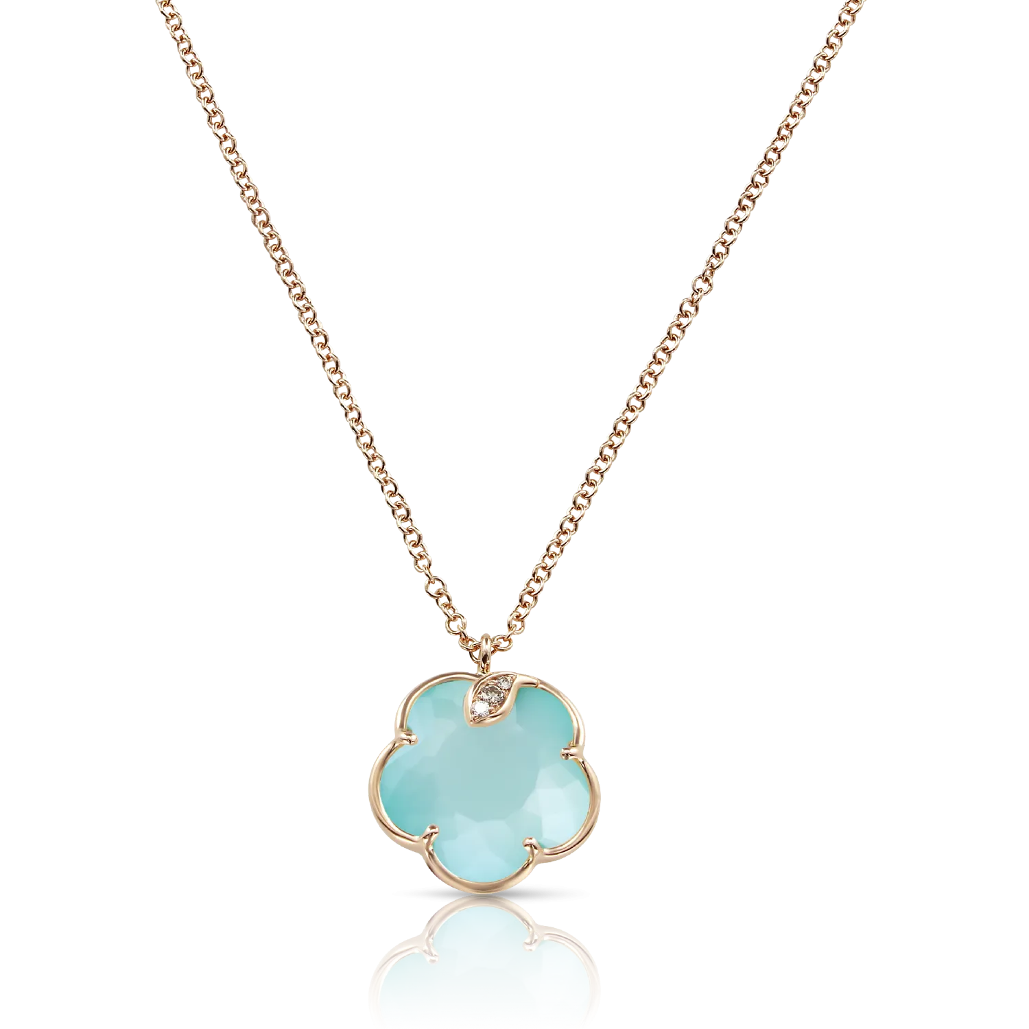 Pasquale Bruni Petit Joli 18ct Rose Gold Diamond Sea Moon Gem Necklace