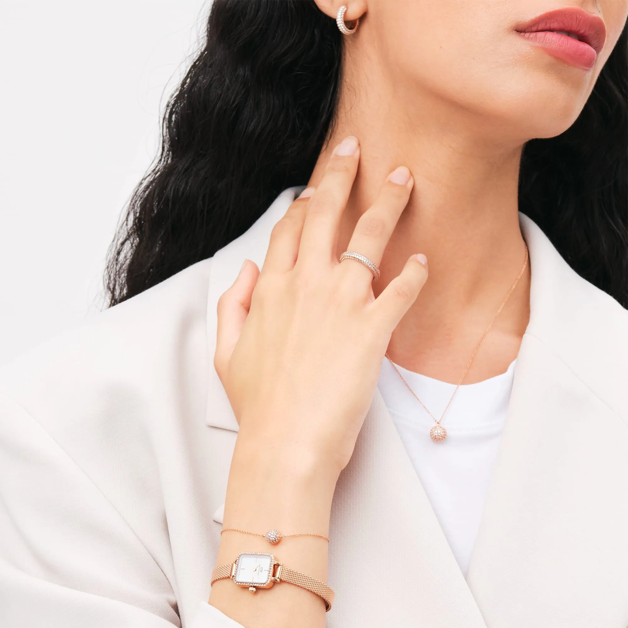 Pavé Crystal Earrings Rose Gold Daniel Wellington