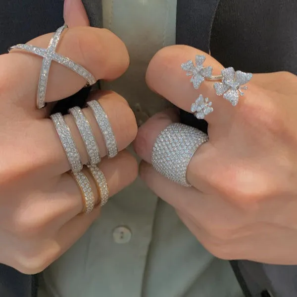 Pavé XL 18K Gold, Rosegold or Whitegold Ring w. Diamonds