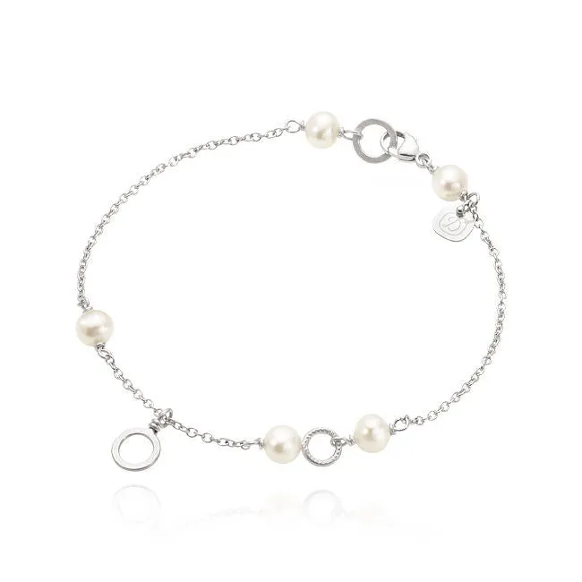 Piccolo Silver Bracelet w. White Pearls