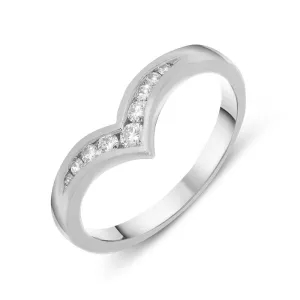 Platinum 0.21ct Diamond Wishbone Graduated Wedding Ring