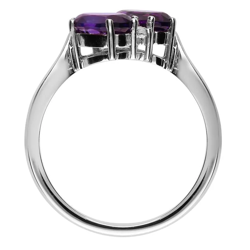 Platinum 0.44ct Amethyst Diamond Crossover Ring