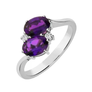Platinum 0.44ct Amethyst Diamond Crossover Ring