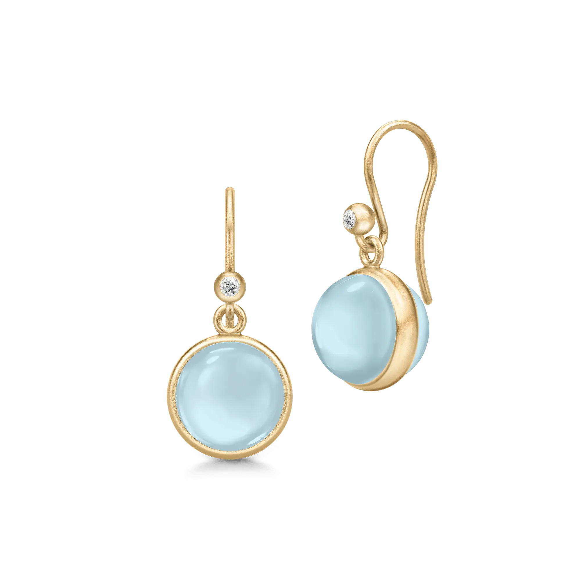 Prime Gold Plated Earrings w. Milky Aqua Crystal
