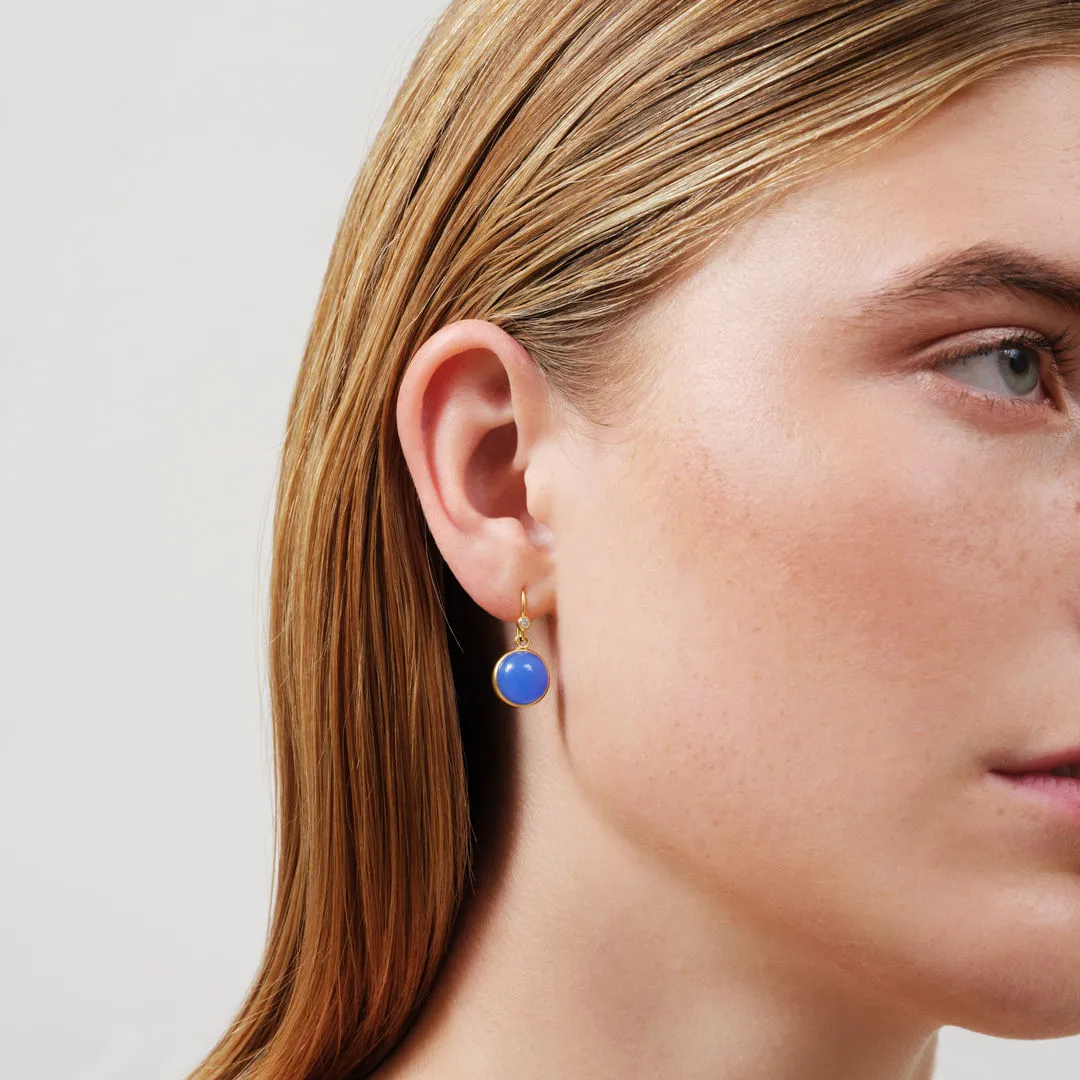 Prime Gold Plated Earrings w. Royal Blue Zirconia & Crystal