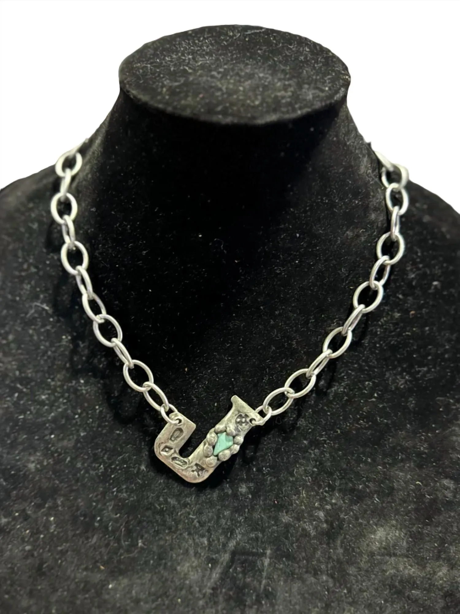 "j" Initial Necklace In Silver