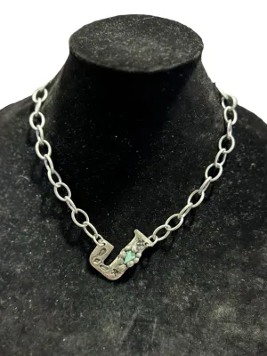 "j" Initial Necklace In Silver