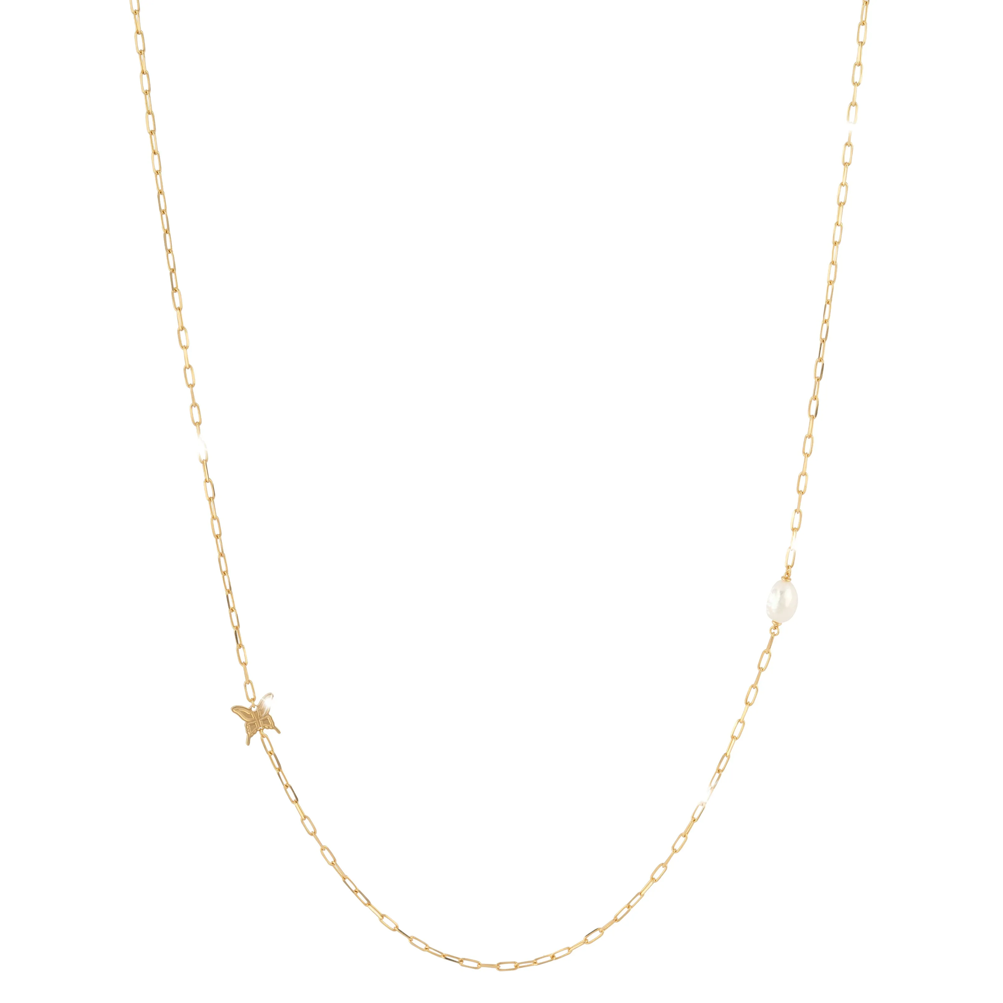 Rebecca Butterfly 925 Silver Necklace With Pearl