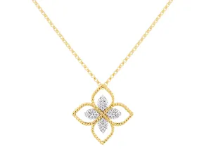 Roberto Coin 18ct Rose Gold 0.18ct Diamond Princess Flower Necklace