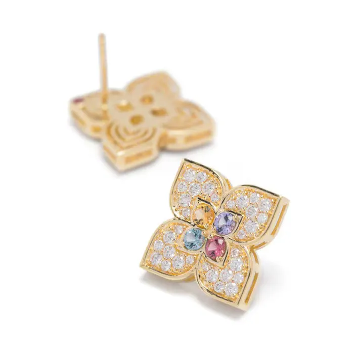Roberto Coin 18ct Yellow Gold 0.77ct Diamond & Mixed Gemstones Venetian Princess Carnival Stud Earrings