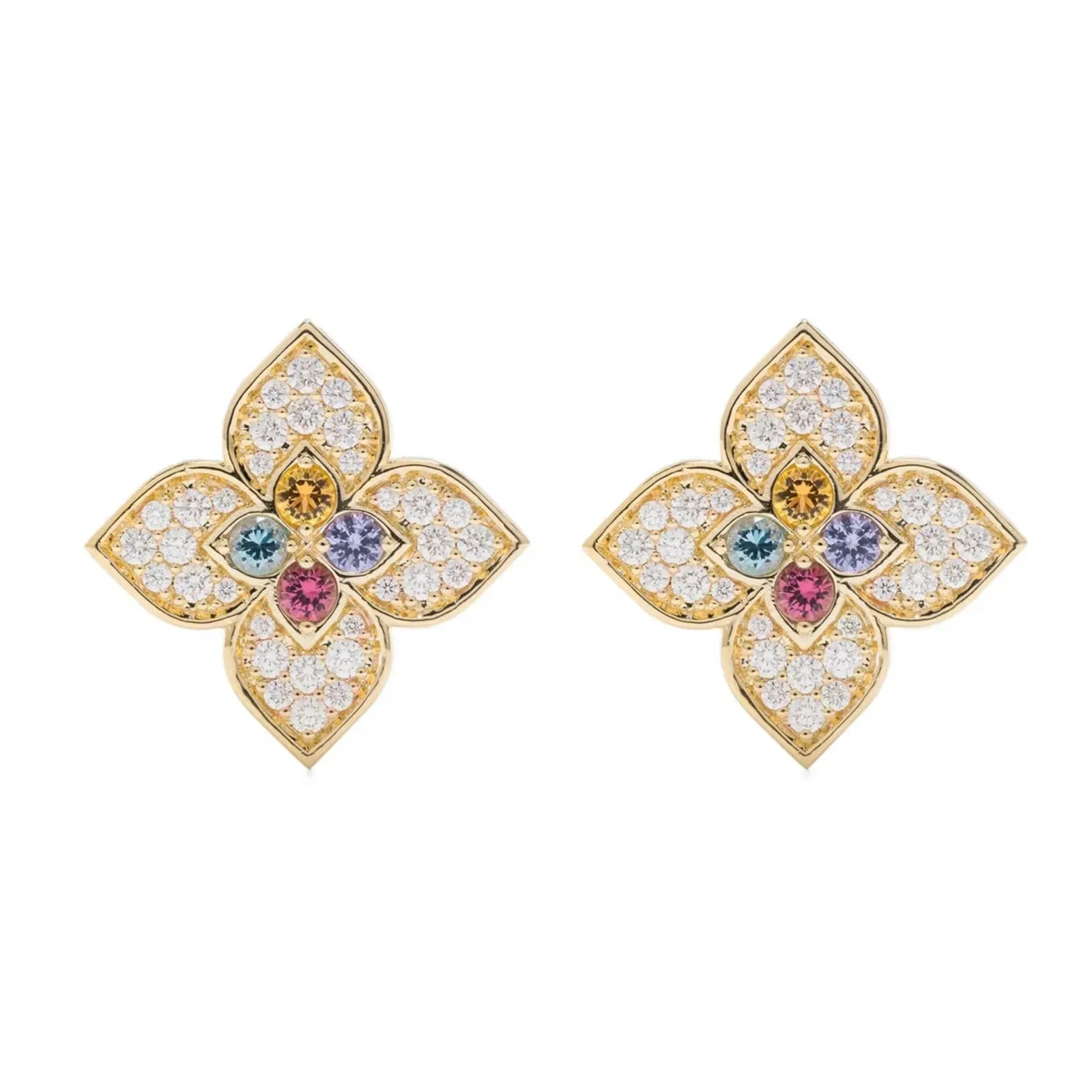 Roberto Coin 18ct Yellow Gold 0.77ct Diamond & Mixed Gemstones Venetian Princess Carnival Stud Earrings