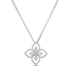 Roberto Coin Princess Flower 18ct White Gold Diamond Necklace