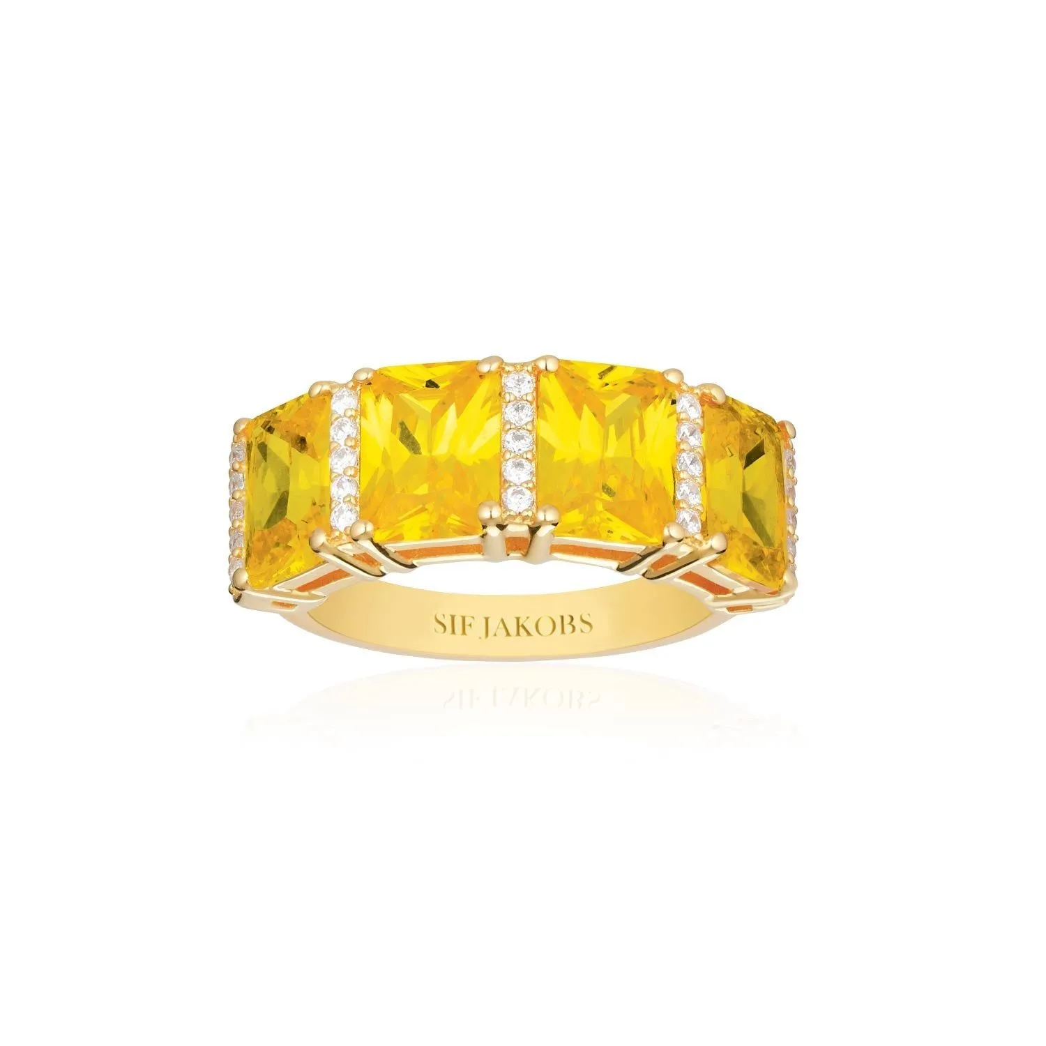 Roccanova Altro Quattro 18K Gold Plated Ring w. White & Yellow Zirconias