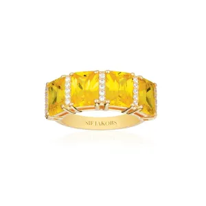 Roccanova Altro Quattro 18K Gold Plated Ring w. White & Yellow Zirconias