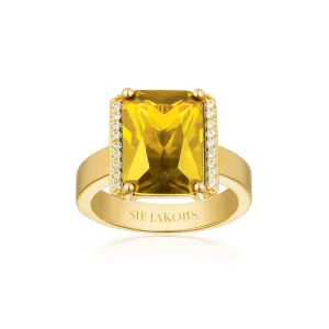 Roccanova X-Grande 18K Gold Plated Ring w. Zirconias
