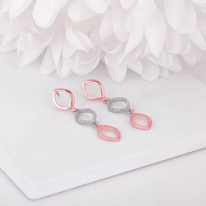 Rose Gold And Silver Enchanting Look Earrings Giva