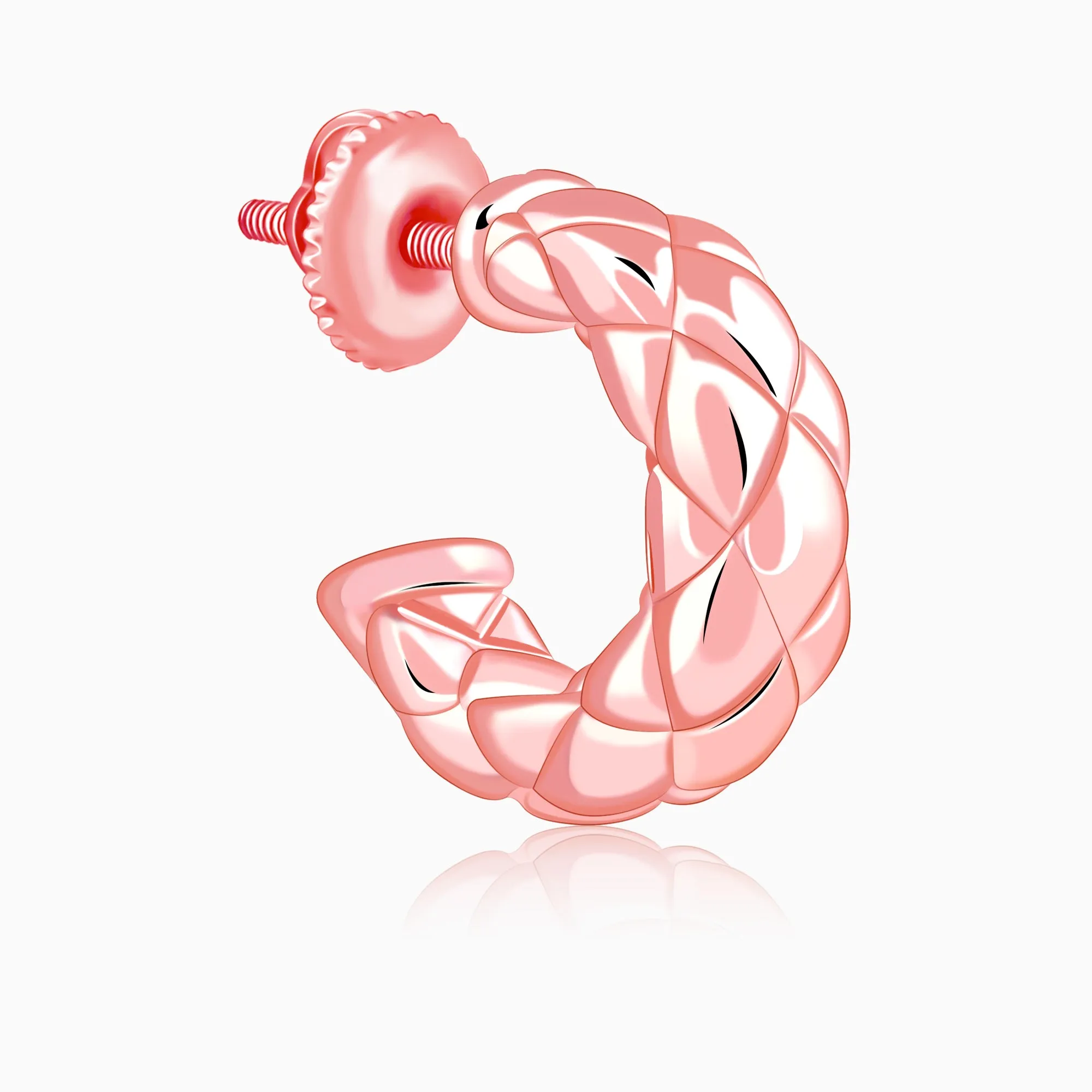 Rose Gold Chequred J Stud Earrings Giva