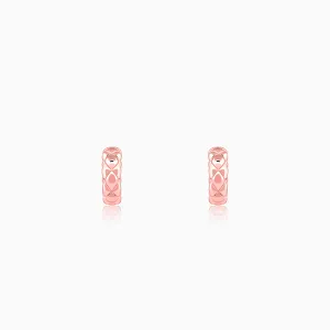 Rose Gold Chequred J Stud Earrings Giva