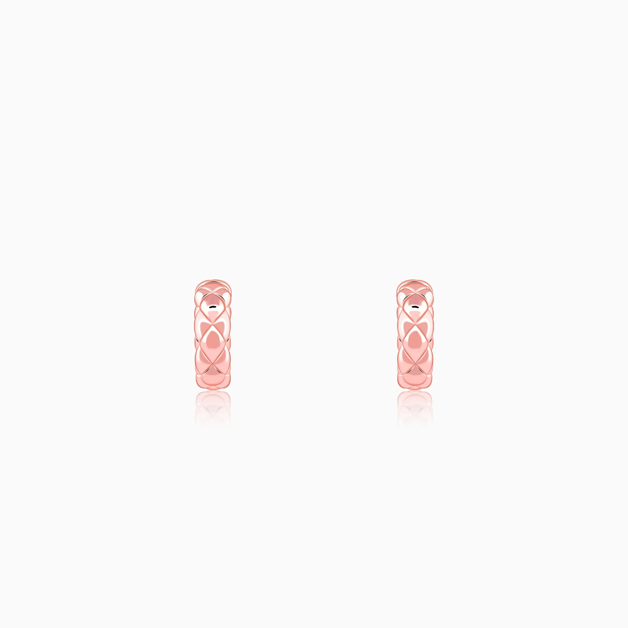 Rose Gold Chequred J Stud Earrings Giva
