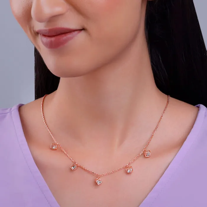 Rose Gold Cubic Crystal Necklace Giva