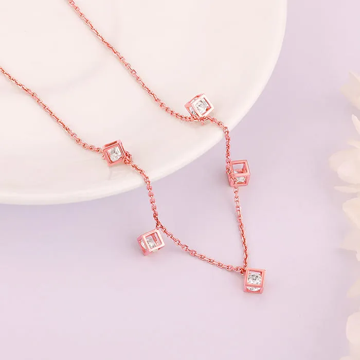 Rose Gold Cubic Crystal Necklace Giva