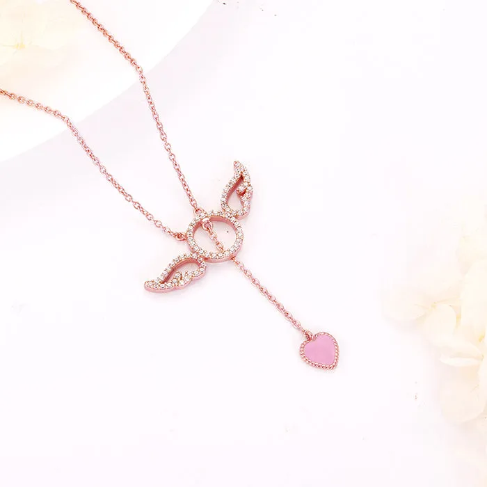 Rose Gold Cupid Wings Necklace Giva