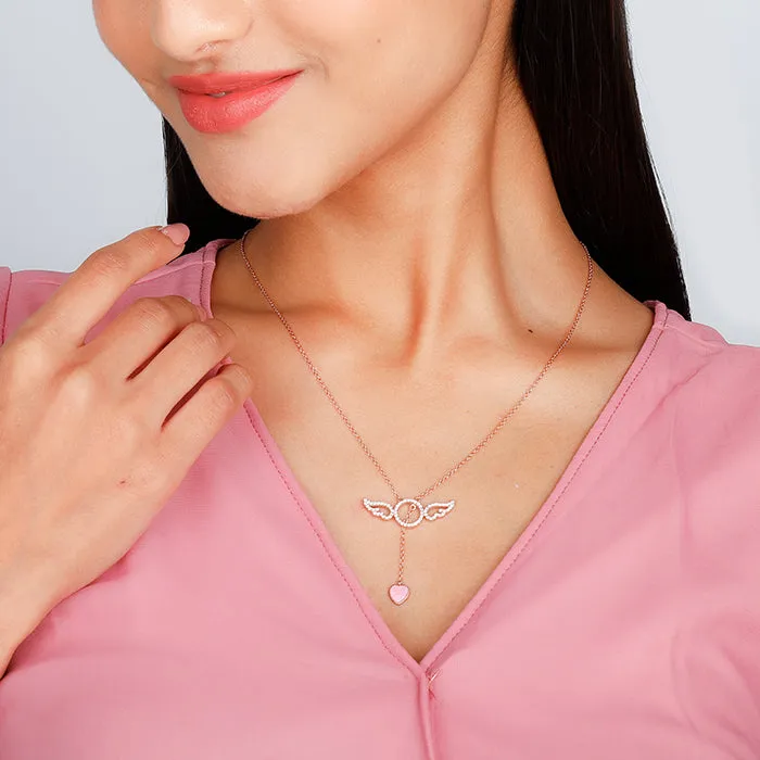 Rose Gold Cupid Wings Necklace Giva
