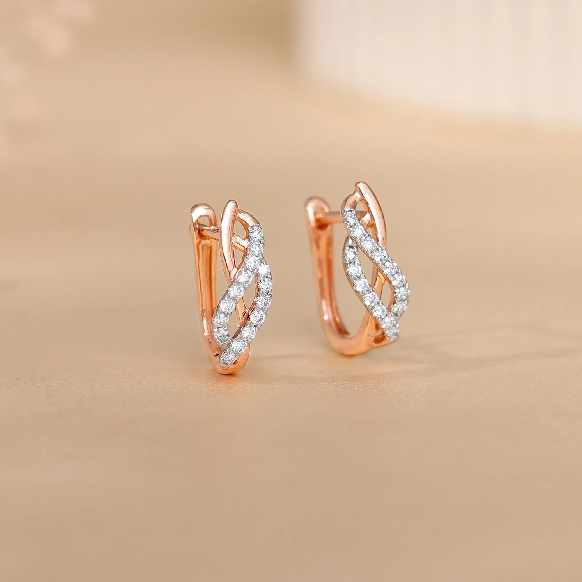 Rose Gold Delicate Petals Diamond Earrings Giva