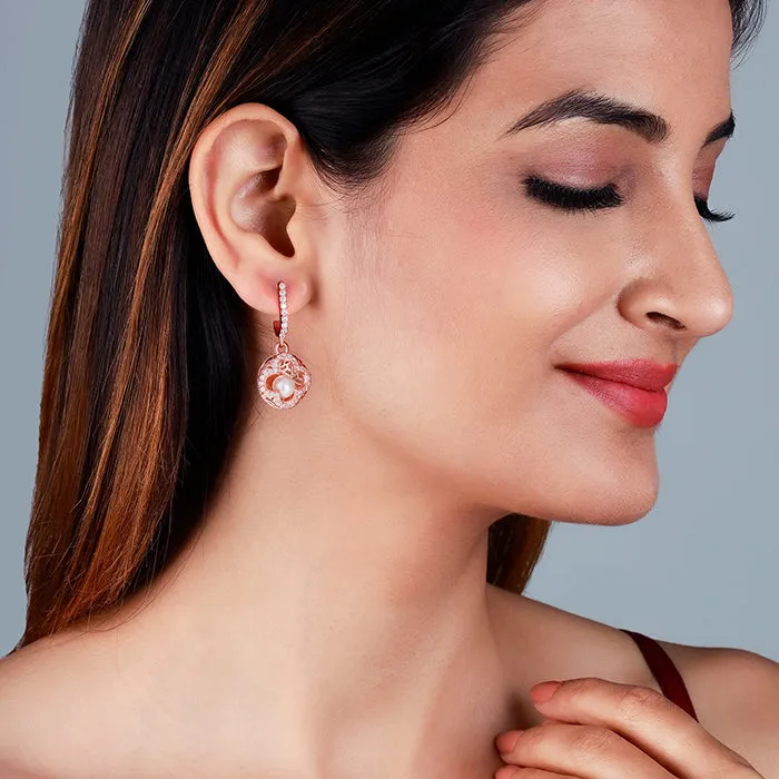 Rose Gold Filigree Pearl Grace Earrings Giva