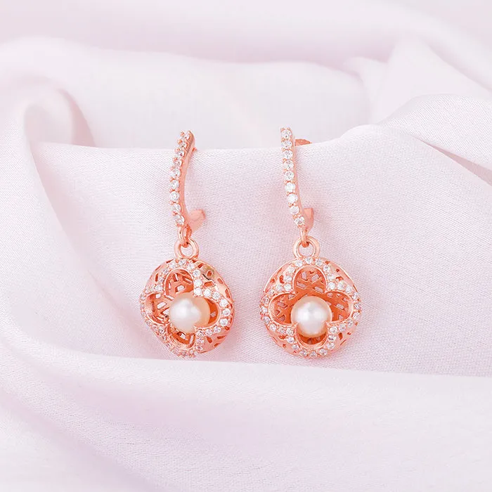 Rose Gold Filigree Pearl Grace Earrings Giva