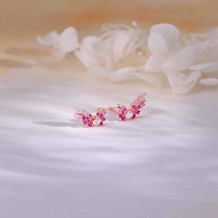 Rose Gold Fly In Pink Earrings Giva